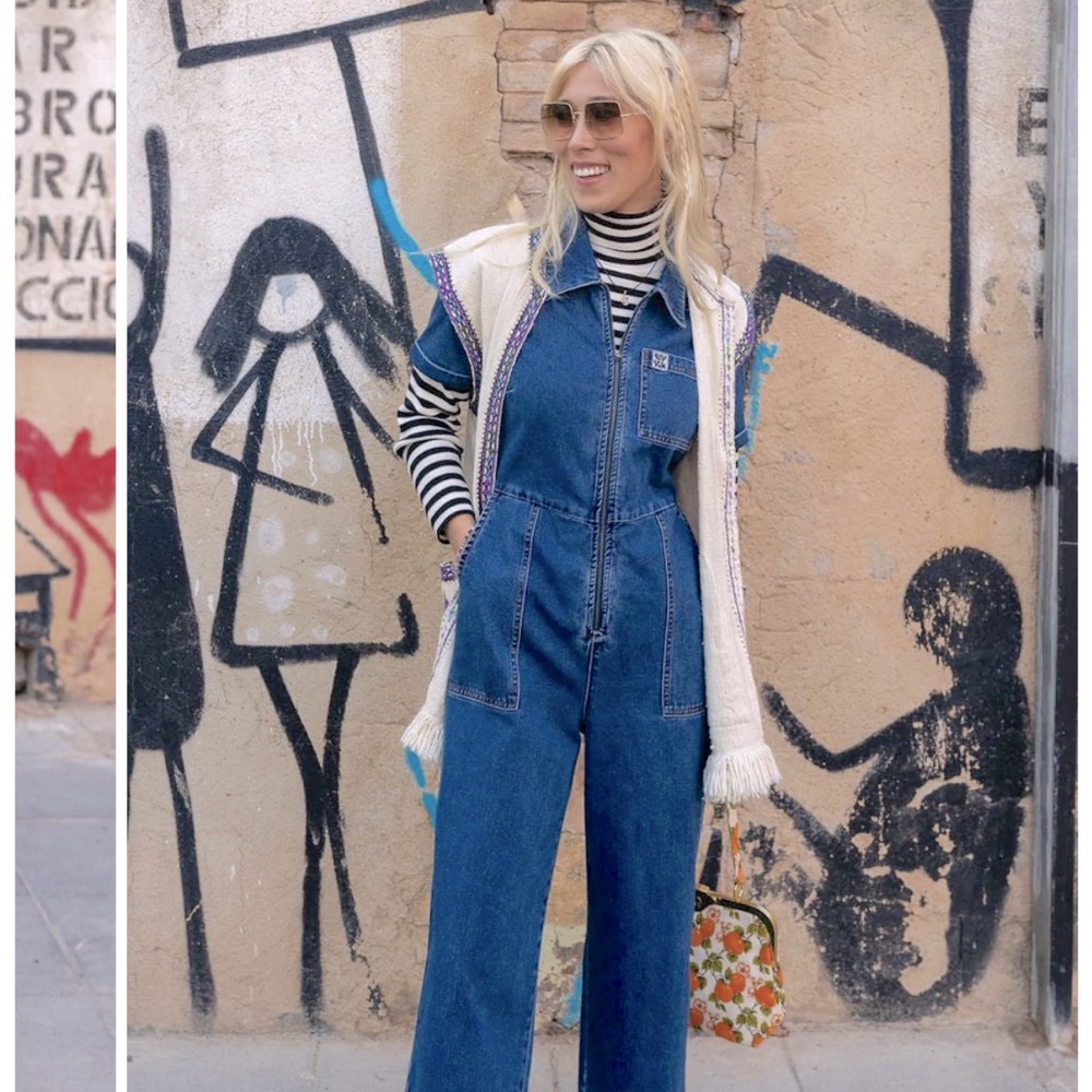 Brand new in bag LUCY and YAK Ragan Jumpsuit: ORGANIC DENIM - Mid Wash Blue